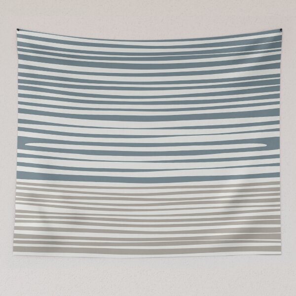 Item preview, Natural Stripes Modern Minimalist Colour Block Pattern in Neutral Blue Grey and Taupe Tones designed and sold by kierkegaard.