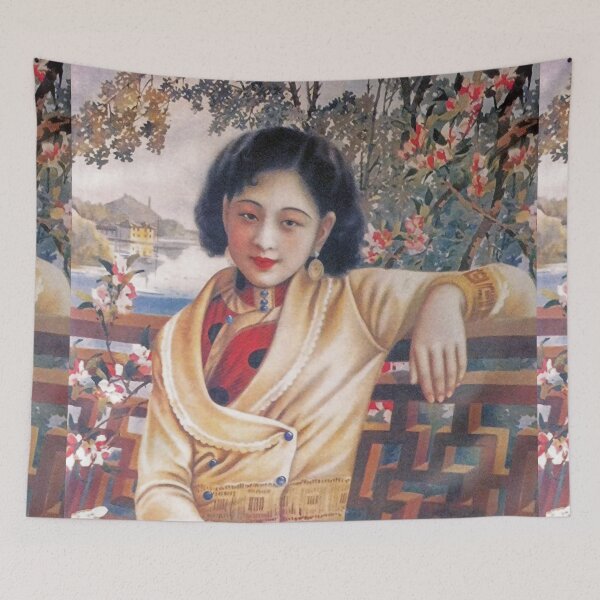 Item preview, Vintage Chinese girl in a red dress designed and sold by Ittele.