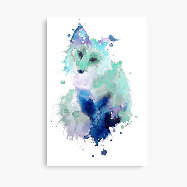 Vista previa del artículo con la obra «Zorro de acuarela azul hielo», diseñado y vendido por Carla Carter.