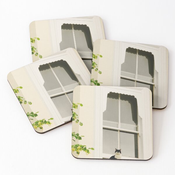 Item preview, Cute Black and White Cat in Window of London designed and sold by CarolinaReina.