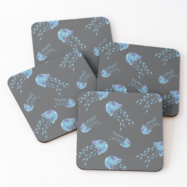 Item preview, Blue Watercolor Jellyfish (Grey) designed and sold by HildegunStudio.