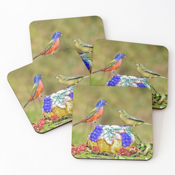 Item preview, Painted Bunting Pair Birds  designed and sold by candiscamera.