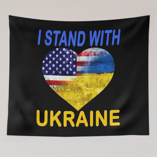Aperçu de l'œuvre Je me tiens avec l'autocollant de l'Ukraine, drapeau de l'Ukraine, vinyle autocollant créée et vendue par SHOPNICHKA.