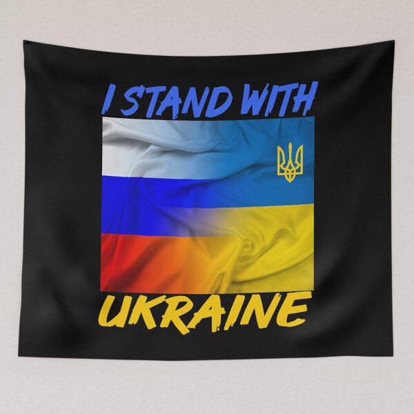 Aperçu de l'œuvre Je me tiens avec l'autocollant de l'Ukraine, drapeau de l'Ukraine, vinyle autocollant créée et vendue par SHOPNICHKA.