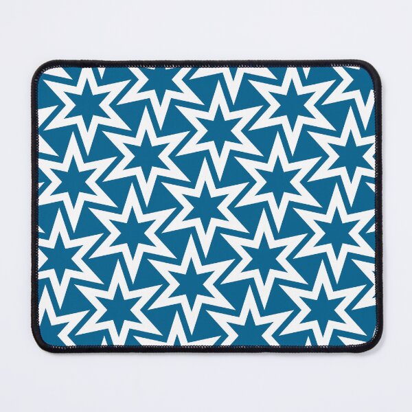 Item preview, White and Blue Geometric Star Repeating Pattern designed and sold by TMBTM.