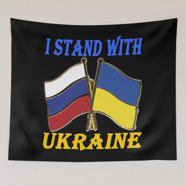 Aperçu de l'œuvre Je me tiens avec l'autocollant de l'Ukraine, drapeau de l'Ukraine, vinyle autocollant créée et vendue par SHOPNICHKA.