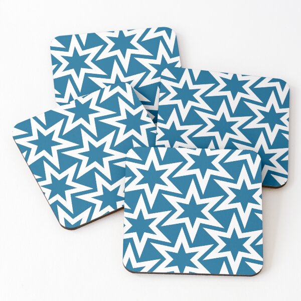 Item preview, White and Blue Big Geometric Star Repeating Pattern designed and sold by TMBTM.