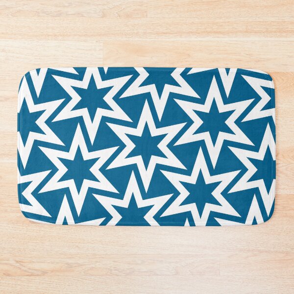Item preview, White and Blue Big Geometric Star Repeating Pattern designed and sold by TMBTM.