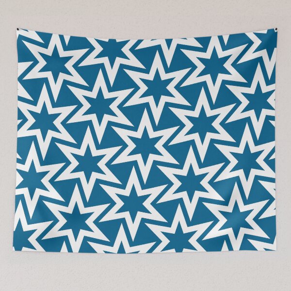 Item preview, White and Blue Big Geometric Star Repeating Pattern designed and sold by TMBTM.