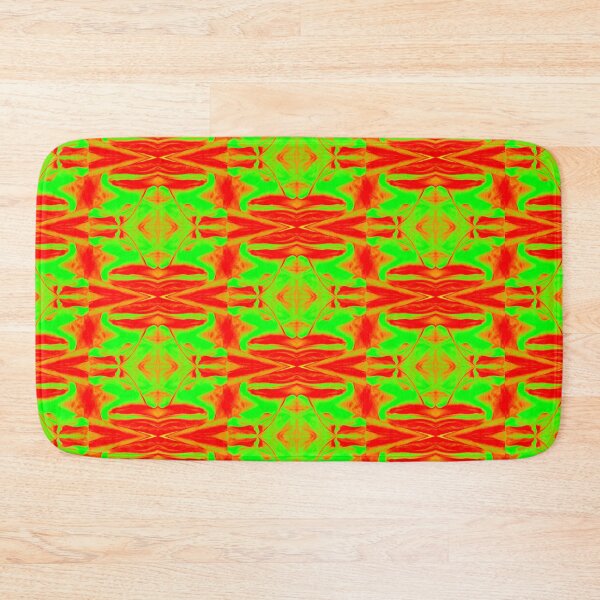 Item preview, Bright, Vivid and Funky Lime Green and Red Psychedelic Aztec Tile Pattern designed and sold by KLP-Magick.