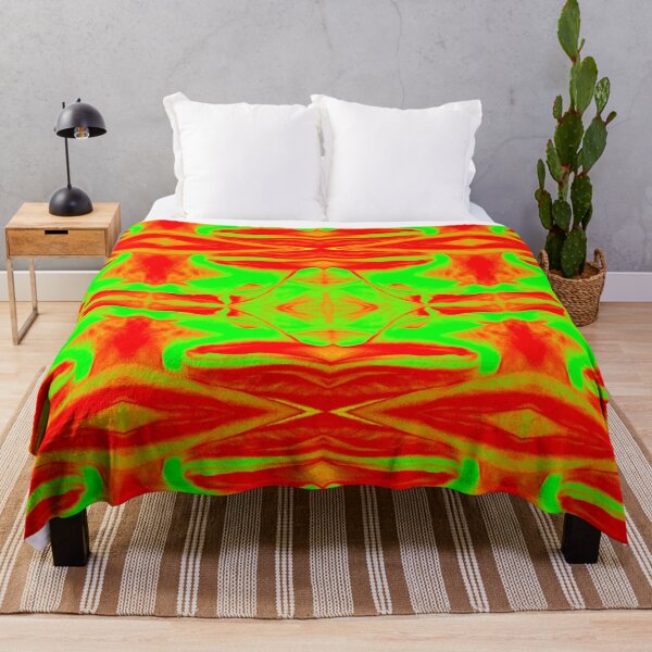 Item preview, Bright, Vivid and Funky Lime Green and Red Psychedelic Aztec Tile Pattern designed and sold by KLP-Magick.