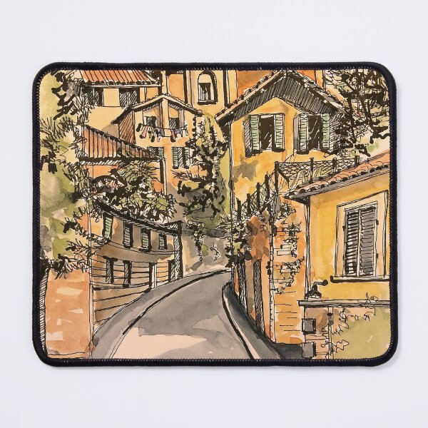 Item preview, Siena, Italy near the Fontebranda. Pen and wash.  designed and sold by Elizabeth Moore Golding.