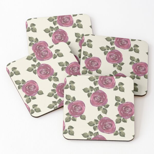 Item preview, Raspberry Red Full Watercolor Roses (Cream) designed and sold by HildegunStudio.