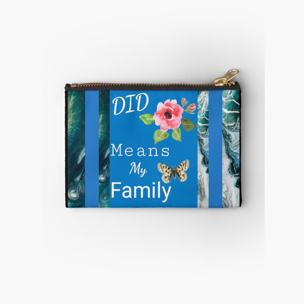 Item preview, "DID Means Family" Graphic With Rose and Butterfly (Blue on Blue Marbelized) designed and sold by GladBlackLamb.