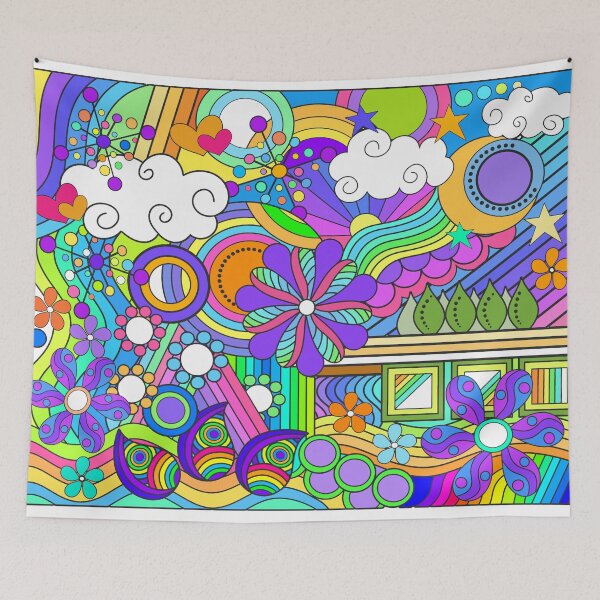 Item preview, Hand Drawn Abstract Psychedelic Flower Power Hippy Design designed and sold by Alondra.