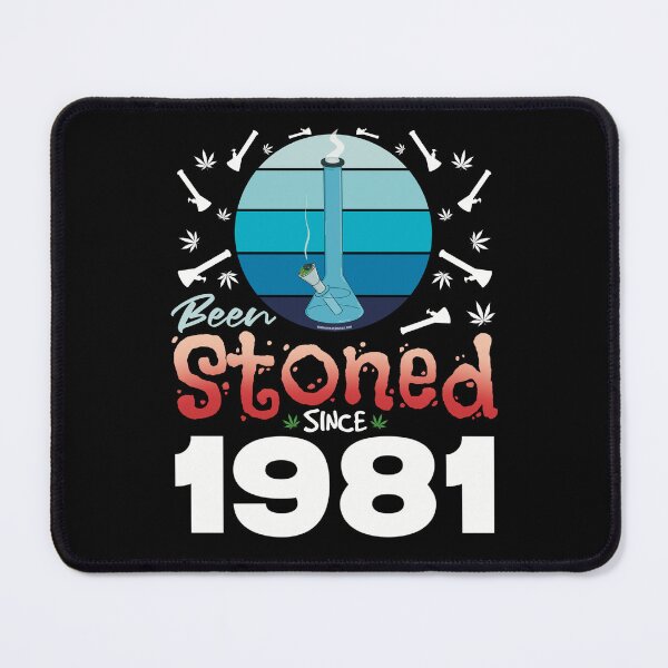 Item preview, Been stoned since 1981 (Blue retro vintage sunset with bong) designed and sold by YomeHayin.