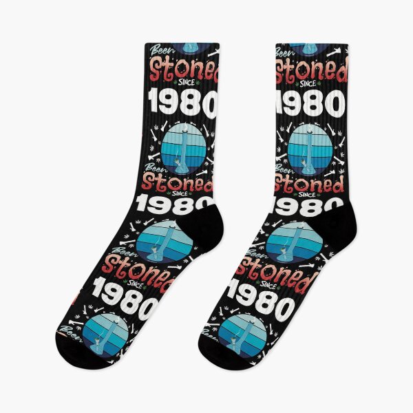 Item preview, Been stoned since 1980 (Blue retro vintage sunset with bong) designed and sold by YomeHayin.