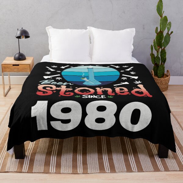 Item preview, Been stoned since 1980 (Blue retro vintage sunset with bong) designed and sold by YomeHayin.