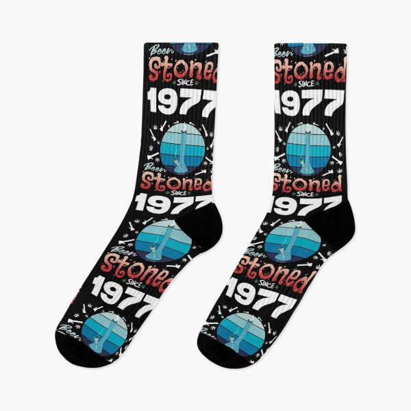 Item preview, Been stoned since 1977 (Blue retro vintage sunset with bong) designed and sold by YomeHayin.