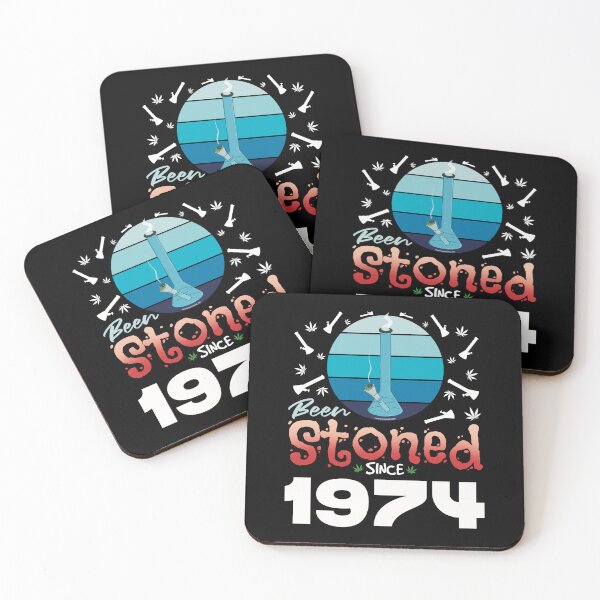 Item preview, Been stoned since 1974 (Blue retro vintage sunset with bong) designed and sold by YomeHayin.