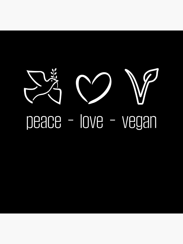 Póster « Gráfico de Peace Love Vegan con paloma, corazón y logotipo