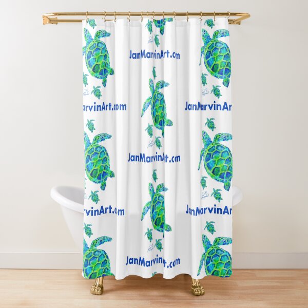 Sea Turtle with Babies Jan MarvinArt.com Shower Curtain