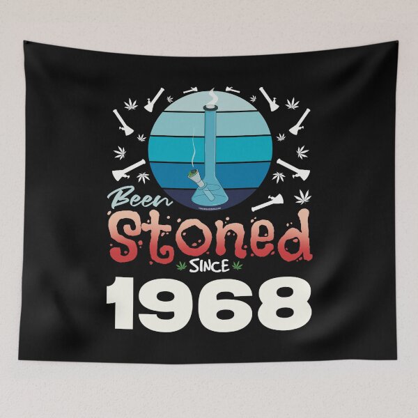 Item preview, Been stoned since 1968 (Blue retro vintage sunset with bong) designed and sold by YomeHayin.
