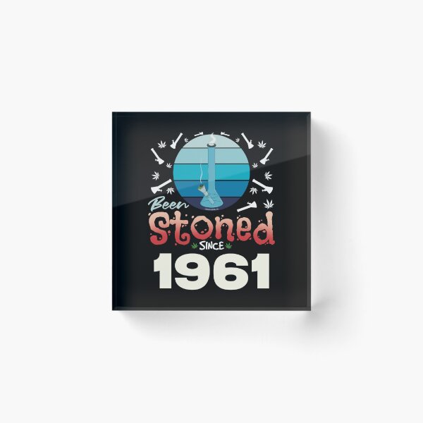 Item preview, Been stoned since 1961 (Blue retro vintage sunset with bong) designed and sold by YomeHayin.