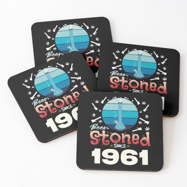 Item preview, Been stoned since 1961 (Blue retro vintage sunset with bong) designed and sold by YomeHayin.