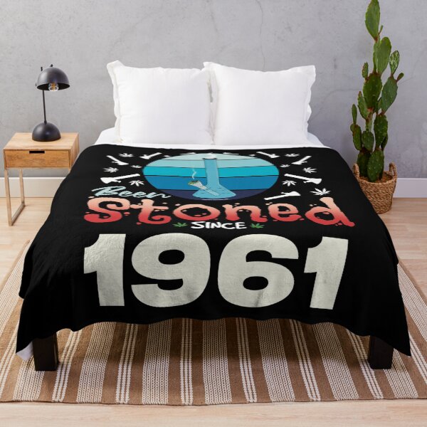 Item preview, Been stoned since 1961 (Blue retro vintage sunset with bong) designed and sold by YomeHayin.