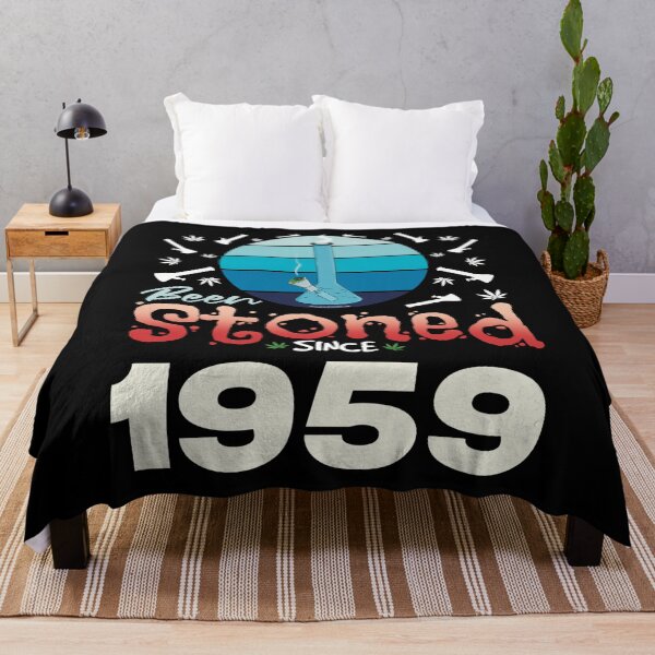 Item preview, Been stoned since 1959 (Blue retro vintage sunset with bong) designed and sold by YomeHayin.