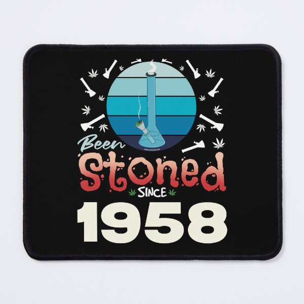 Item preview, Been stoned since 1958 (Blue retro vintage sunset with bong) designed and sold by YomeHayin.