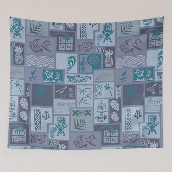 Item preview,  Vintage Samoan Tribal Tapa Blue Artboard 0095 designed and sold by sunnthreads.