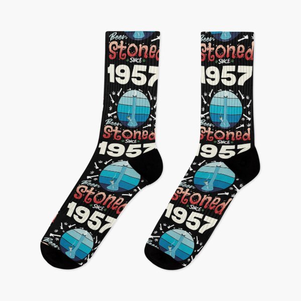 Item preview, Been stoned since 1957 (Blue retro vintage sunset with bong) designed and sold by YomeHayin.