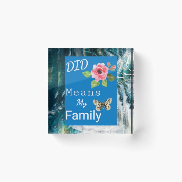Item preview, "DID Means Family" Graphic With Rose and Butterfly (on Double Blue Marbelized) designed and sold by GladBlackLamb.