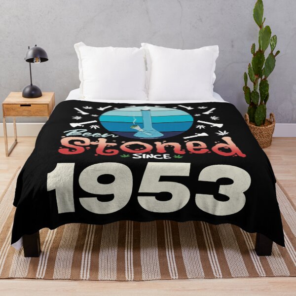Item preview, Been stoned since 1953 (Blue retro vintage sunset with bong) designed and sold by YomeHayin.