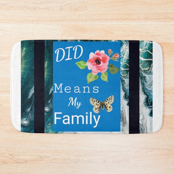 Item preview, "DID Means Family" Graphic With Rose and Butterfly (Black on Blue Marbelized) designed and sold by GladBlackLamb.