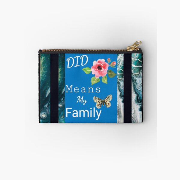 Item preview, "DID Means Family" Graphic With Rose and Butterfly (Black on Blue Marbelized) designed and sold by GladBlackLamb.