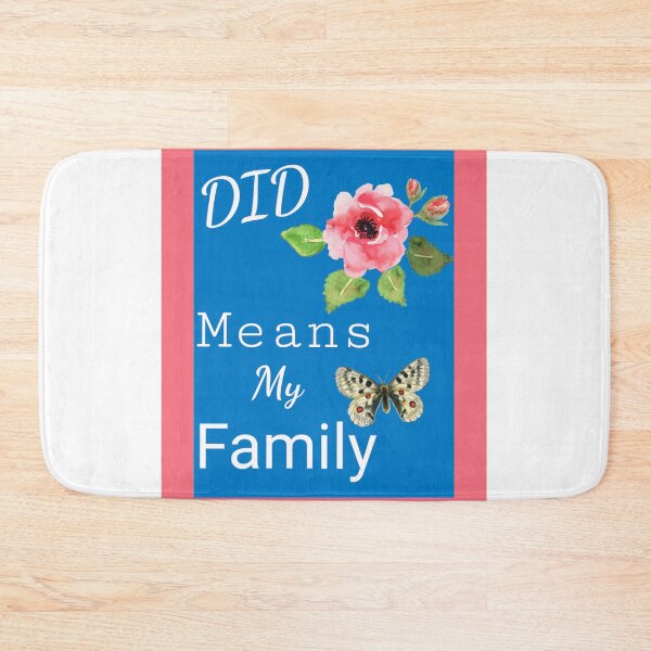 Item preview, "DID Means Family" Graphic With Rose and Butterfly (Rosy Peach and Blue) designed and sold by GladBlackLamb.