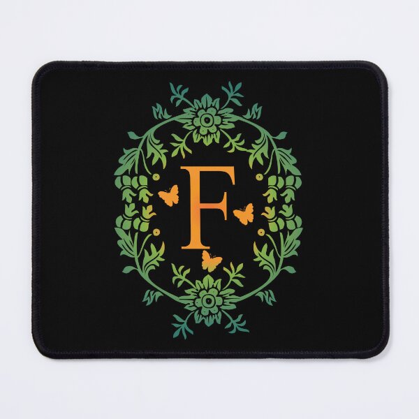 Item preview, Ornamental Letter F, Green And Yellow Flowers And Butterfly, Monogram Letter Ornament designed and sold by PROMEN Creativity.