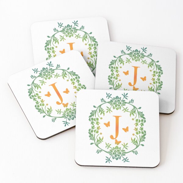 Item preview, rnamental Letter J, Green And Yellow Flowers And Butterfly, Monogram Letter Ornament designed and sold by PROMEN Creativity.