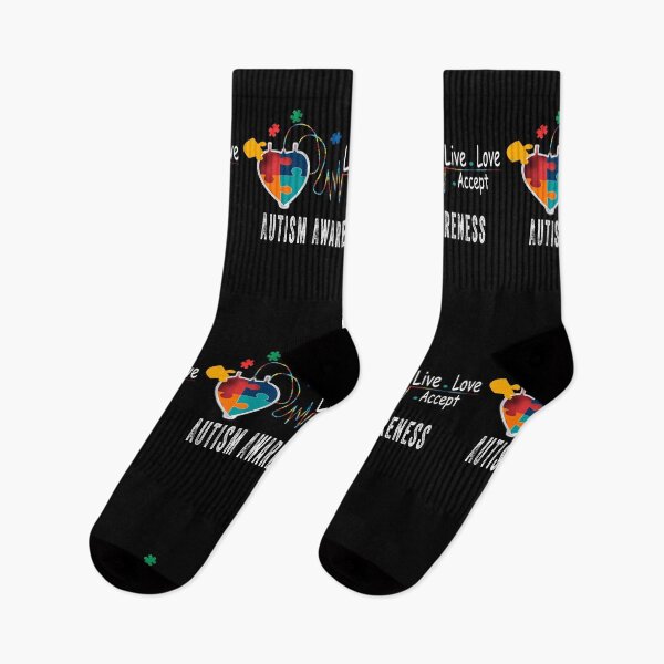 Item preview, Live Love Accept Autism Awareness Heartbeat designed and sold by boyastore.