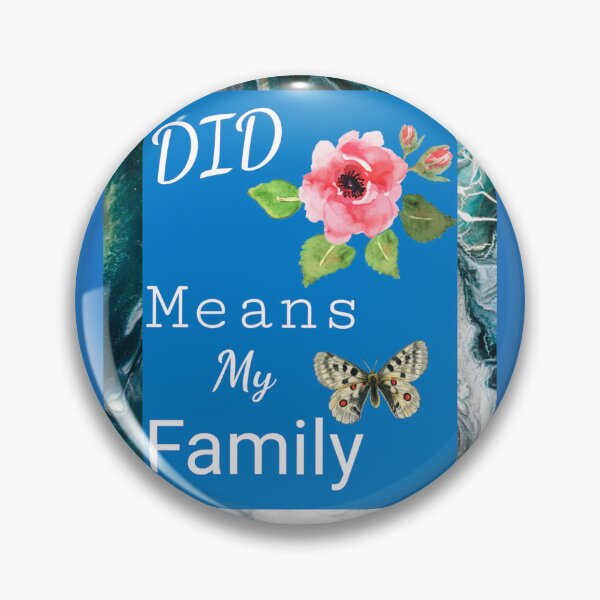 Item preview, "DID Means Family" Graphic With Rose and Butterfly (Aqua on Blue Marbelized) designed and sold by GladBlackLamb.