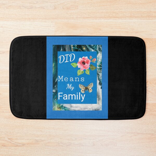 Item preview, "DID Means Family" Graphic With Rose and Butterfly (Aqua on Blue Marbelized) designed and sold by GladBlackLamb.
