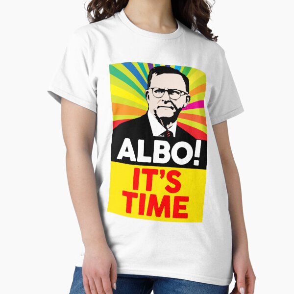 Vista previa del artículo con la obra «¡Albo! Es la hora», diseñado y vendido por NewPolitics.