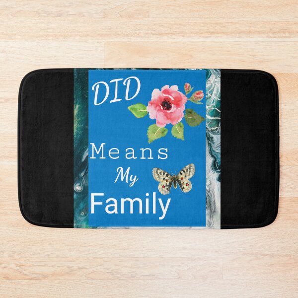 Item preview, "DID Means Family"; Graphic With Rose and Butterfly (Blue on Marbleized Teal) designed and sold by GladBlackLamb.