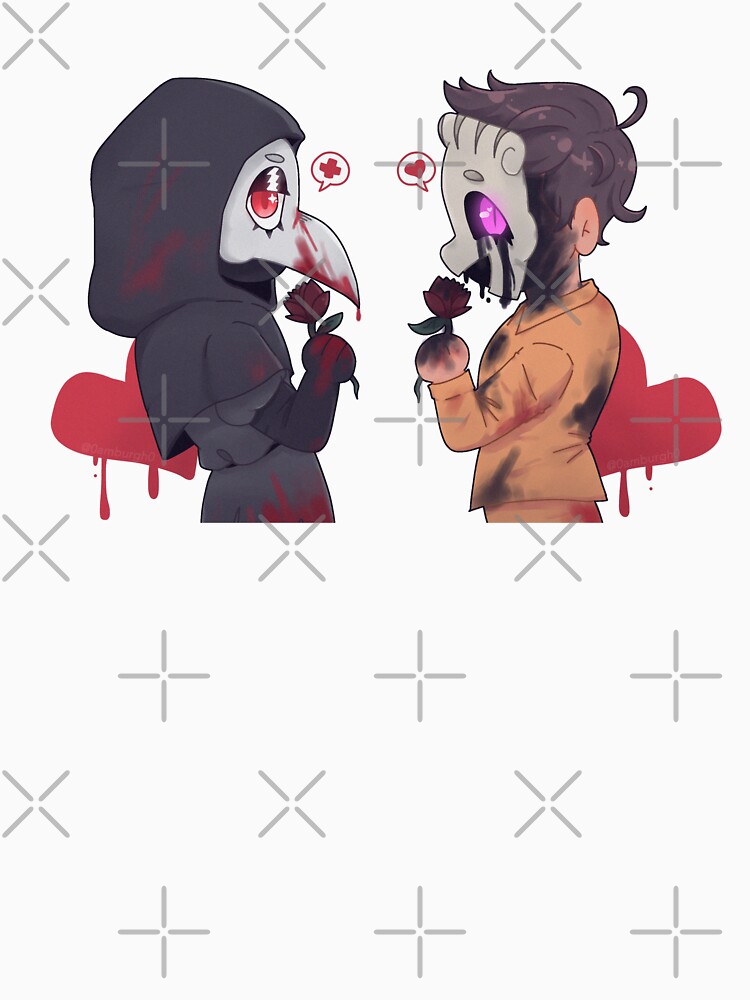 scp 049 and scp 035 holding roses | Sticker