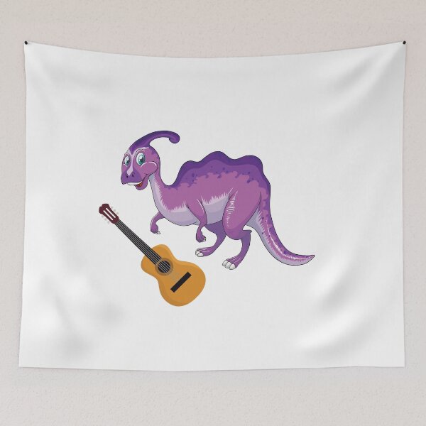 Item preview, Dinosaur Playing Guitar ,Funny Good Purple Dinosaur Guitar Lovers Art designed and sold by pedrored369.