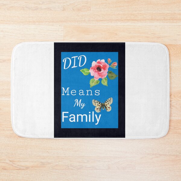 Item preview, "DID Means Family" Graphic With Rose and Butterfly (Black on Blue Marbelized) designed and sold by GladBlackLamb.