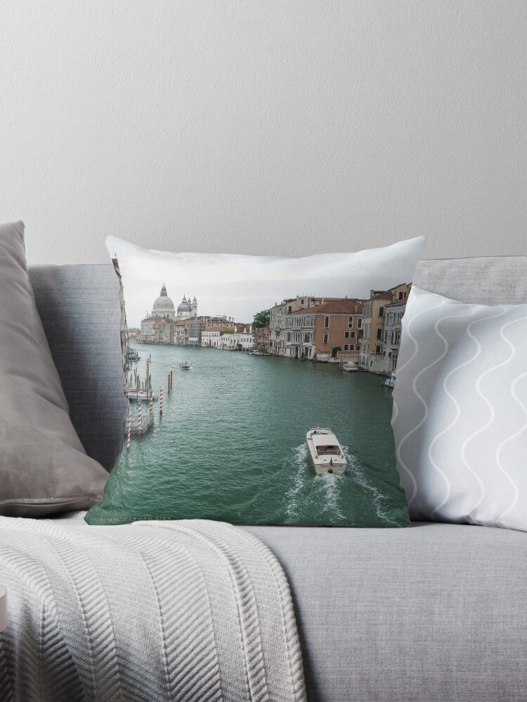 Thumbnail 1 of 4, Pillow, Scene on the Grand Canal, Venice designed and sold by leemcintyre.